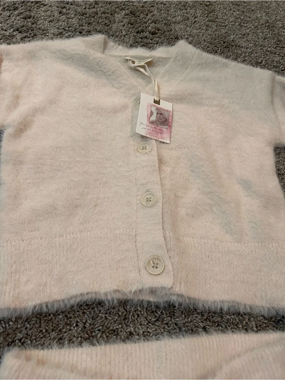 Jessica Simpson Cream Knit Cardigan & Wide-Leg Set